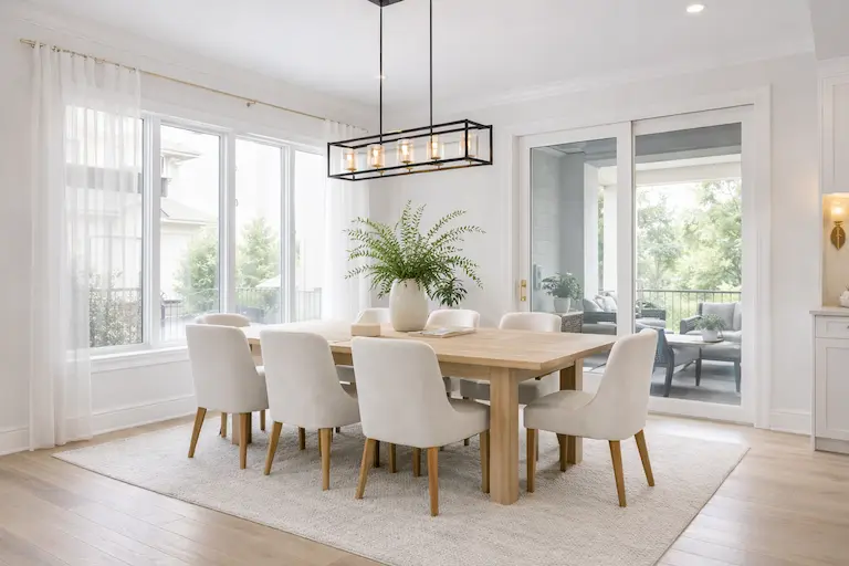 Modern dining area with outdoor view